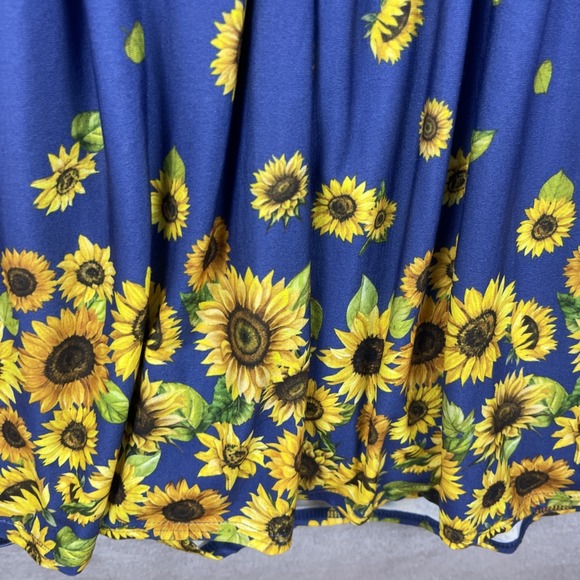 Popsy Sunflower Fit & Flare Dress Blue Womens 22 US 18 Whimsical Cottagecore - Picture 13 of 13